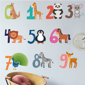 Autocollants muraux en pvc, numéro d'animaux, dessin animé éducatif <span class=keywords><strong>pour</strong></span> enfants, décoration <span class=keywords><strong>pour</strong></span> enfants, <span class=keywords><strong>maternelle</strong></span>, crèche, meilleure vente, pièces - Product Image 2