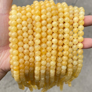 ลูกปัดหยกธรรมชาติสีเบจทรงกลมขนาด 6 มม. สำหรับทำเครื่องประดับ ขายส่ง - Product Image 2