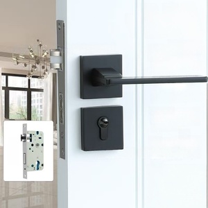 Modern Luxury Matte <strong>Black</strong> Aluminum <strong>Door</strong> Handle Set With Heavy Duty Privacy Lever Lock and Keyed Entry <strong>Door</strong> <strong>Knob</strong> for Interior - Product Image 4