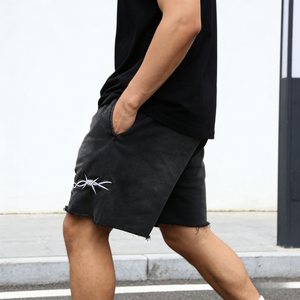 Pantalones Cortos de Algodón 100% para Hombre con Logotipo Bordado Personalizado, Pantalones Cortos con Efecto Deslavado, Estilo Urbano, Holgados, Casuales, de Felpa Francesa, con Lavado Ácido - Product Image 4