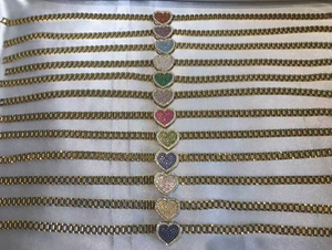 Collar de Moda Personalizado con Cadena de Eslabones Tipo Nugget de Acero Inoxidable, con Colgante de Corazón con Circonita y Piedra de Nacimiento de 12 Meses - Product Image 6