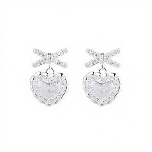 S925 Sterling <b>Silver</b> <b>Stud</b> Earrings Luxury Light Fashion Ins Style Heart Princess Cut Zircon Hot-Selling - Product Image 2