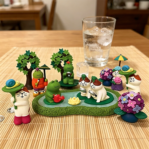 Estatua de Resina de Gato y Rana Kawaii para Jardín de Verano, Hecha a Mano y Pintada a Mano, Linda Decoración de Escritorio para Sala de Estar y Espacio de Trabajo - Product Image 1