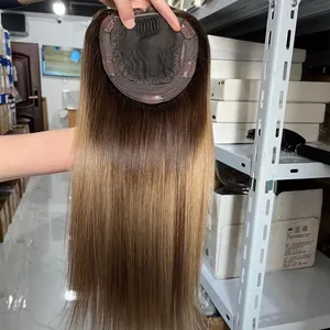 2023 Hot Selling European Human raw 12A Hair Women with clip blonde Highlight color thick virgin females 100% Human Hair Topper