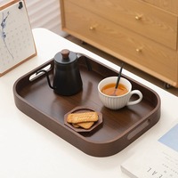 Plateau en bois rectangulaire arrondi multifonctionnel de conception européenne pour fruits, cuisine, nourriture, dessert, collation, rangement ménager
