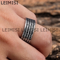 Personnalisé Unique Hommes Punk Vintage En Acier Inoxydable Fabriqué À La Main Arbre Tronc Anneaux de Bande pour Hommes Femmes Taille 7-13