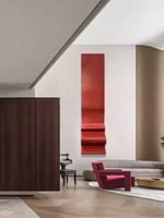 Fabriqué à la main 3D vague rouge verticale en métal oeuvre tentures murales pour la décoration intérieure abstraite grand métal mur Art maison décorations