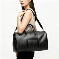 Échantillon Gratuit Sac de Voyage de Luxe Noir Personnalisé avec Logo, Sac de Sport en Cuir PU pour Hommes, Sac de Week-end, Sac de Nuit, Bagage de Voyage