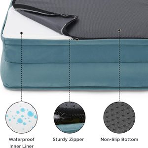 Lit pour chien orthopédique en mousse à mémoire de forme, rectangulaire, minimaliste, fantaisie, amusant, personnalisé en usine, moderne, anti-stress, avec coussin en lin pour animaux de compagnie - Product Image 3