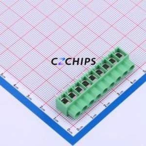 DB166-5.0-9P-GN-P Screw Terminal Block P=5mm Connector ( Construction: 1x9P )( Pitch: 5mm )( Color: Green ) - Product Image 1