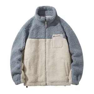 Hochwertige OEM Design bestickte Sherpa Fleece jacke mit durchgehendem Reiß verschluss