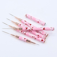 Impression de coeur rose fournitures professionnelles à double extrémité cheveux en nylon poignée en métal UV Gel Liner rayage Ultra mince brosses à ongles