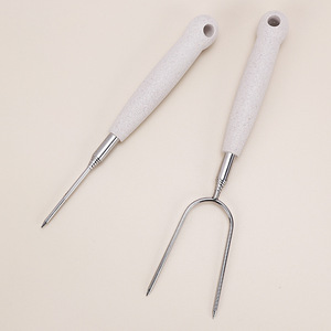 Fourchette de barbecue télescopique d'extérieur en acier inoxydable, bâton de barbecue, outils de barbecue, accessoires de barbecue avec poignée en <span class=keywords><strong>paille</strong></span> - Product Image 2