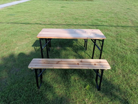 Ensemble table et banc pliants en bois de sapin de qualité commerciale pour restaurant, gain de place, pour terrasse extérieure, jardin, cour arrière, salle à manger