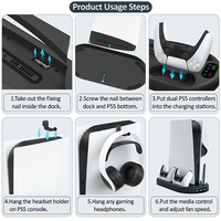 Support de Refroidissement Haute Qualité pour PS5, Station de Charge Manette Multifonctionnelle avec Communication Filaire