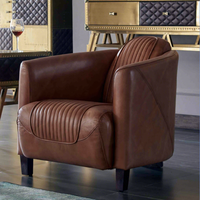 Vente en gros de chaises longues design de luxe meubles art déco fauteuil club marron en cuir véritable fauteuil confortable de loisirs fauteuil d'appoint