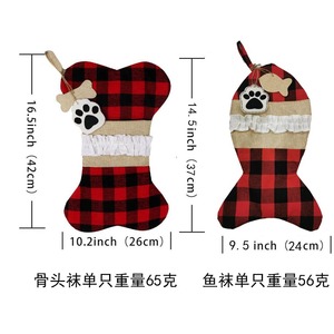 Chaussettes de Noël douces en polyester à motif écossais et os de poisson pour chats et chiens - Décorations de Noël et sacs cadeaux - Product Image 5