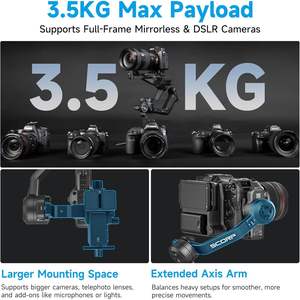 Stabilisateur de caméra FeiyuTech SCORP-C2, charge utile de 3,5 kg, suivi IA intégré, stabilisateur vidéo professionnel, 2 piles AA - Product Image 4