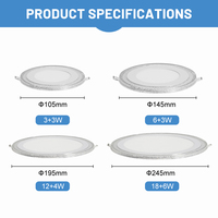 Éclairage de plafond de bureau de haute qualité 6W 9W 16W 24W, panneau LED encastré rond en verre pour intérieur