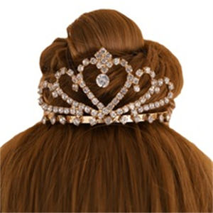 LUOYAN Mode Enfant Coeur Strass Couvre-chef <span class=keywords><strong>Cheveux</strong></span> <span class=keywords><strong>Courts</strong></span> Longs Complément Couronnes Argent avec Peigne - Product Image 3