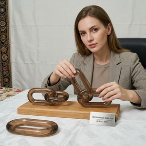 Escultura de Cadena de Eslabones de Resina Hecha a Mano, Forma Irregular, Patrón de Espiral, Decoración Moderna para el Hogar - Product Image 1