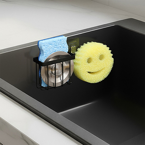 Support d'évier de cuisine haute performance en acier inoxydable noir pour <span class=keywords><strong>éponge</strong></span> et robinet, organisateur d'évier - Product Image 4