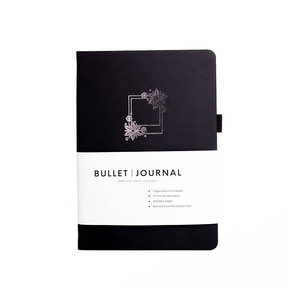 <span class=keywords><strong>Agenda</strong></span> diaria LABON con cubierta de cuero PU, páginas de papel negro con cuadrícula punteada, planificador con banda elástica. - Product Image 1