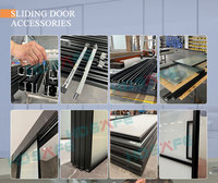 Système de porte coulissante télescopique à fermeture en douceur rail supérieur porte intérieure cloison de bureau intérieure pas de rail inférieur porte en verre à 3 panneaux