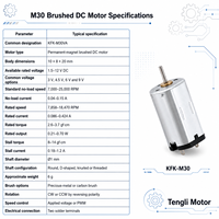 Moteur CC à balais miniature Tengli KFK-M30 10x8x20mm 3V 6V 9V 12V CW CCW réversible avec arbre personnalisable pour applications industrielles OEM