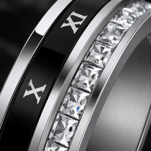 JLM Premium Hersteller Titanstahl CZ Römische Ziffern Minimalistischer Ewigkeitsring Verlobungsring Unisex Anti-Angst-Spinner-Ring - Product Image 3