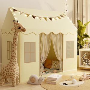 Enfants garçons filles intérieur extérieur Beige Polyester jouets tente fenêtre Playhouse princesse château enfants jouet tente - Product Image 1