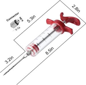 Kit d'injecteur de marinade pour viande - <span class=keywords><strong>Seringue</strong></span> portable en acier inoxydable avec aiguilles et brosse de nettoyage pour barbecue, dinde, bœuf - Outils de cuisson pour injecter des saveurs - Product Image 3
