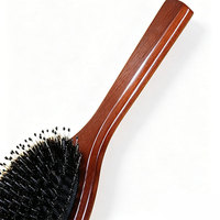 Brosse à cheveux personnalisée en bois de cerisier rouge avec poils de sanglier et nylon, coussin d'air à haute résilience, peigne de massage du cuir chevelu