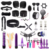 Kit de Contrainte Sexuelle BDSM 47 Pièces, Menottes, Pinces à Tétons, Fouet, Fessée, Plug Anal, Vibrateur – Jouets Sexuels SM pour Femmes et Hommes
