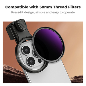 Soporte Universal para Teléfono K&F CONCEPT con Filtro ND100000 <span class=keywords><strong>de</strong></span> 58/67 mm, Filtro ND10000 con Paño <span class=keywords><strong>de</strong></span> Limpieza, Compatible con iPhone - Product Image 5