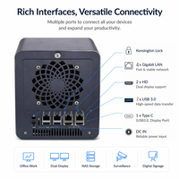 NAS 4 baies entièrement personnalisable, routeur avancé, mini serveur, PC de bureau barebone, CPU Celeron I5-10210U, 2x SSD, 4x HDD, 4x LAN