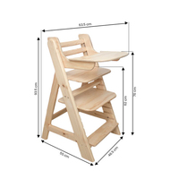 Chaise haute en bois Bébés et tout-petits Chaise haute de salle à manger Chaise de croissance réglable Chaise d'alimentation pour bébé