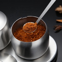 Ensemble de Pots à condiments en acier inoxydable SUS304, pot à épices avec support à cuillère et couvercle, récipients d'assaisonnement