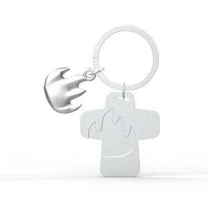 Usine personnalisée bonne qualité belle alliage de Zinc croix feu cadeaux anneau porte-clés métal artisanat porte-clés pour souvenir - Product Image 1