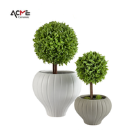 Pot bunga Matte keramik dalam ruangan Modern tahan lama, Pot Bonsai putih kerajinan silinder Pot tanaman mode kontemporer