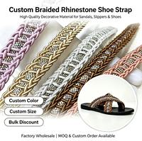 Sangle de chaussure tressée personnalisée avec strass, garniture décorative de haute qualité pour sandales, pantoufles et accessoires de chaussures