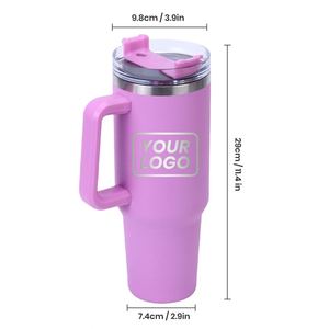 Custom Logo Vacuum 1200ml Travel Coffee Mug Insulated Double Wall Wholesale Stainless Steel 40oz Tumbler with Handle - Product Image 2
