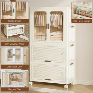 DAYOOH Multi-Size Easy to Install Bedroom Closet Clothing Organizer Foldable Movable Kids <strong>Baby</strong> Cloth Storage Cabinet Wardrobe - Product Image 2