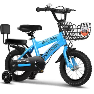 Nouveau vélo pour enfants avec siège arrière avec roue d'entraînement avec panier vélo enfant 16 pouces pour garçons et filles vente à chaud