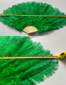 Abanico Grande de Plumas de Avestruz Rojas Hecho a Mano para Boda, Carnaval y Baile Burlesque, Suministros para Fiestas - Product Image 2