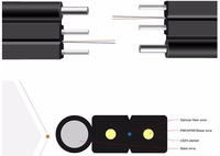 Cable de caída FTTH de fibra óptica de 1 2 núcleos, rollo de 1km y 2km, cable de caída de 4 núcleos de fibra óptica LSZH de modo único