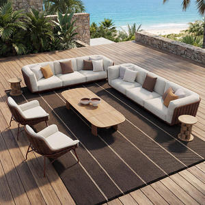 Outdoor <b>Rattan</b> <b>Sofa</b> Designer Courtyard Balcony Outdoor Garden Leisure Solid Wood Coffee Table Rainproof and Sunscreen - Product Image 3