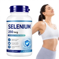 Capsules végétaliennes de sélénium 250 mcg, soutien immunitaire, santé de la thyroïde, antioxydant, complément minéral, fabrication OEM ODM, étiquette privée, fournisseur d'usine