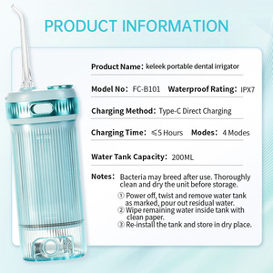 <span class=keywords><strong>Irrigador</strong></span> Bucal Portátil Keleek, Resistente al Agua IPX7, Tanque de 200 ml, Limpiador <span class=keywords><strong>Dental</strong></span> Recargable para el Hogar - Product Image 6