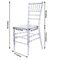 Chaises Chiavari transparentes empilables, faciles à transporter, démontables, pour fêtes, mariages, banquets, hôtels, événements